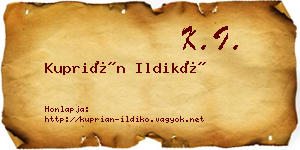 Kuprián Ildikó névjegykártya